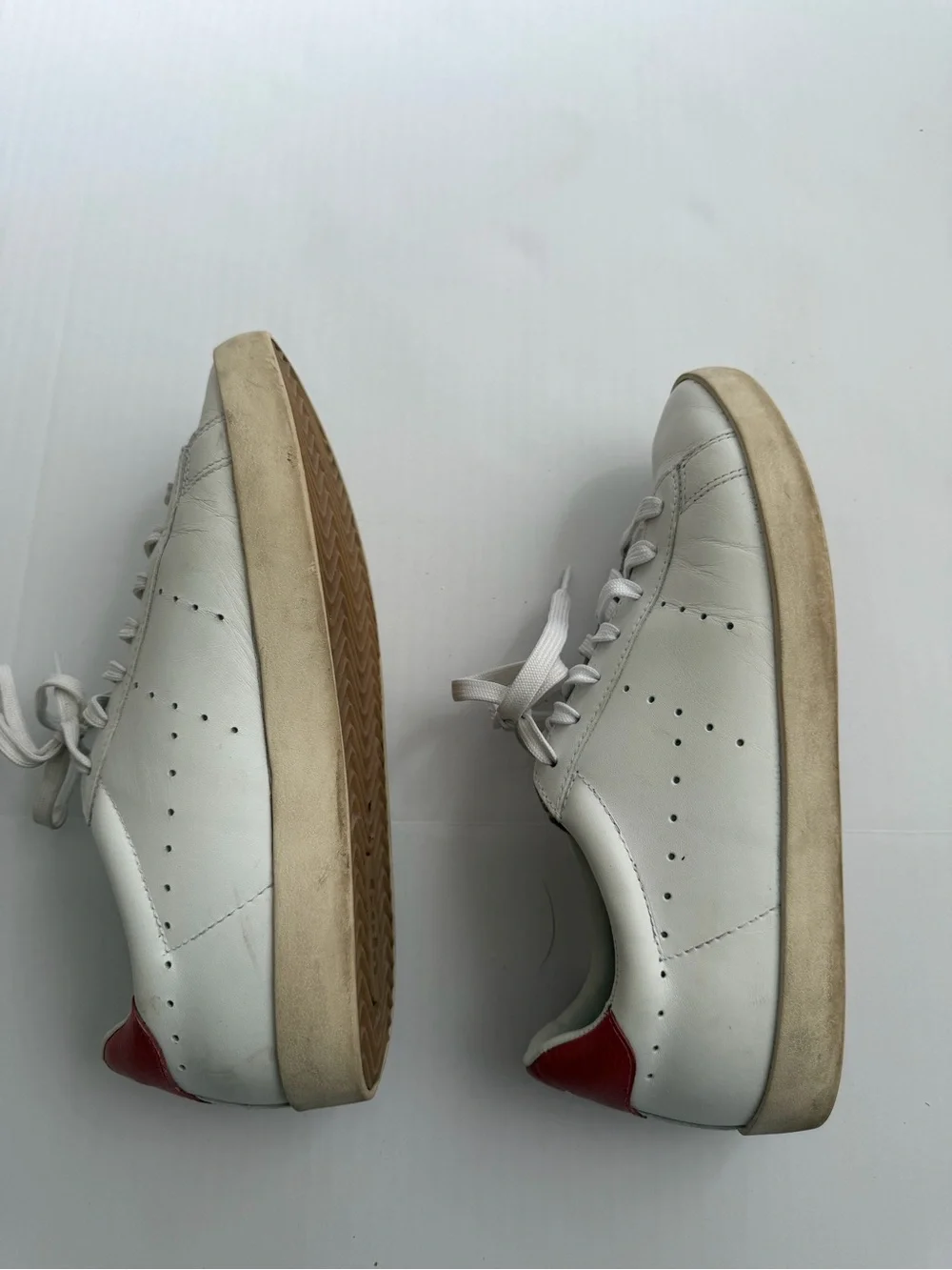Gola Nova Safari White Leather Sneakers Red Heel Accent Women’s Size 8 - Picture 2 of 6